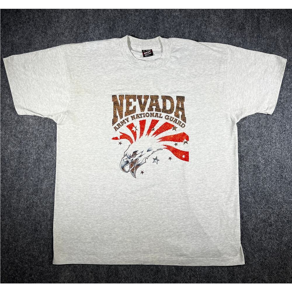 Vintage 90s Nevada Army National Guard T-Shirt XL Eagle Military